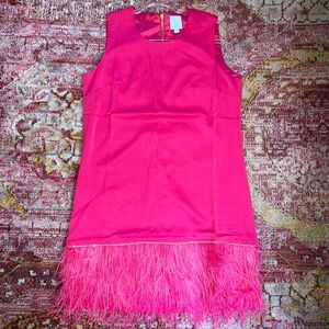 NWT Shop the Mint All The Drama I Need Fuchsia Pink Feather Shift Dress